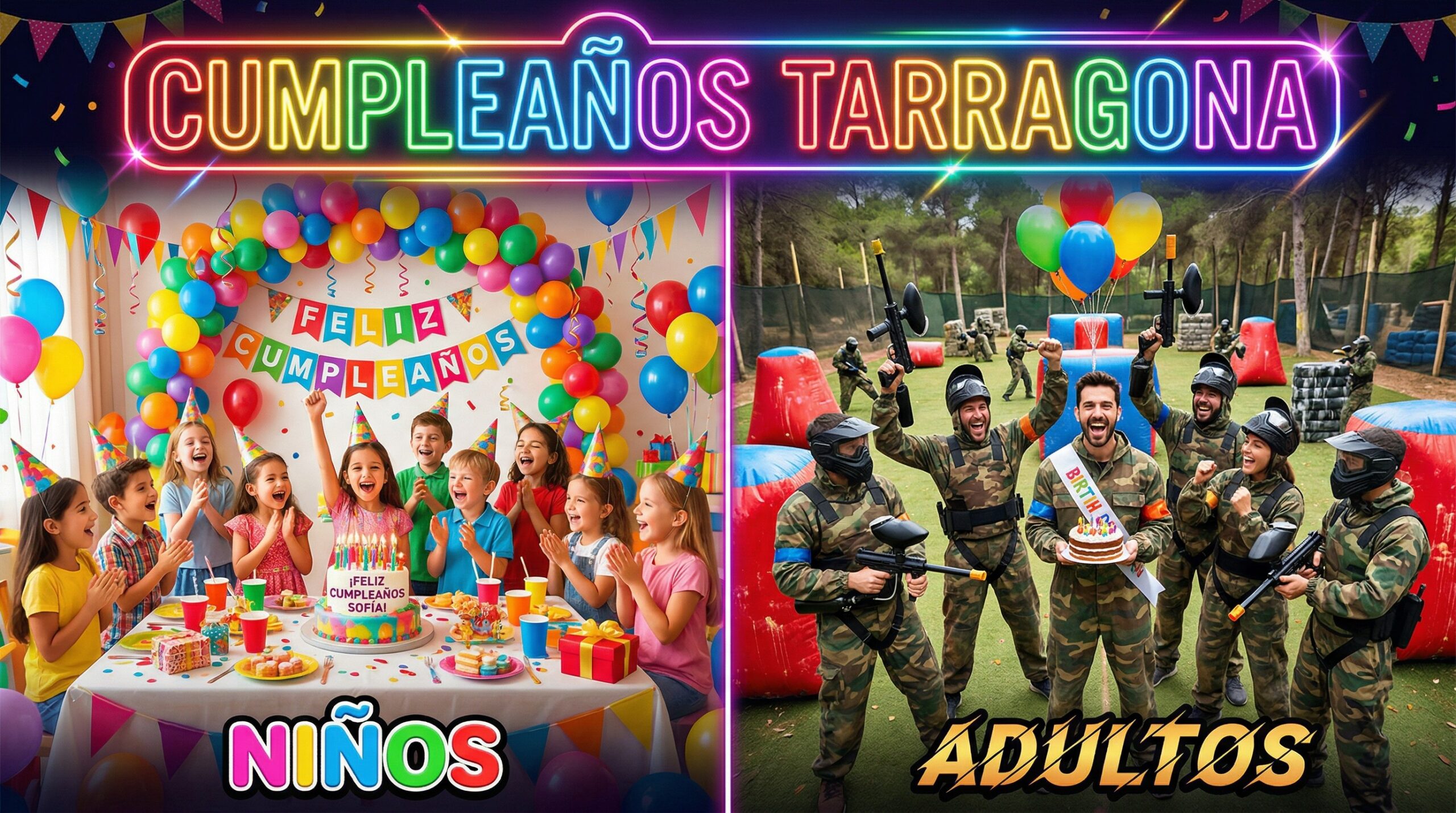 Celebración de cumpleaños en Tarragona — grupos disfrutando de actividades al aire libre en la Costa Daurada